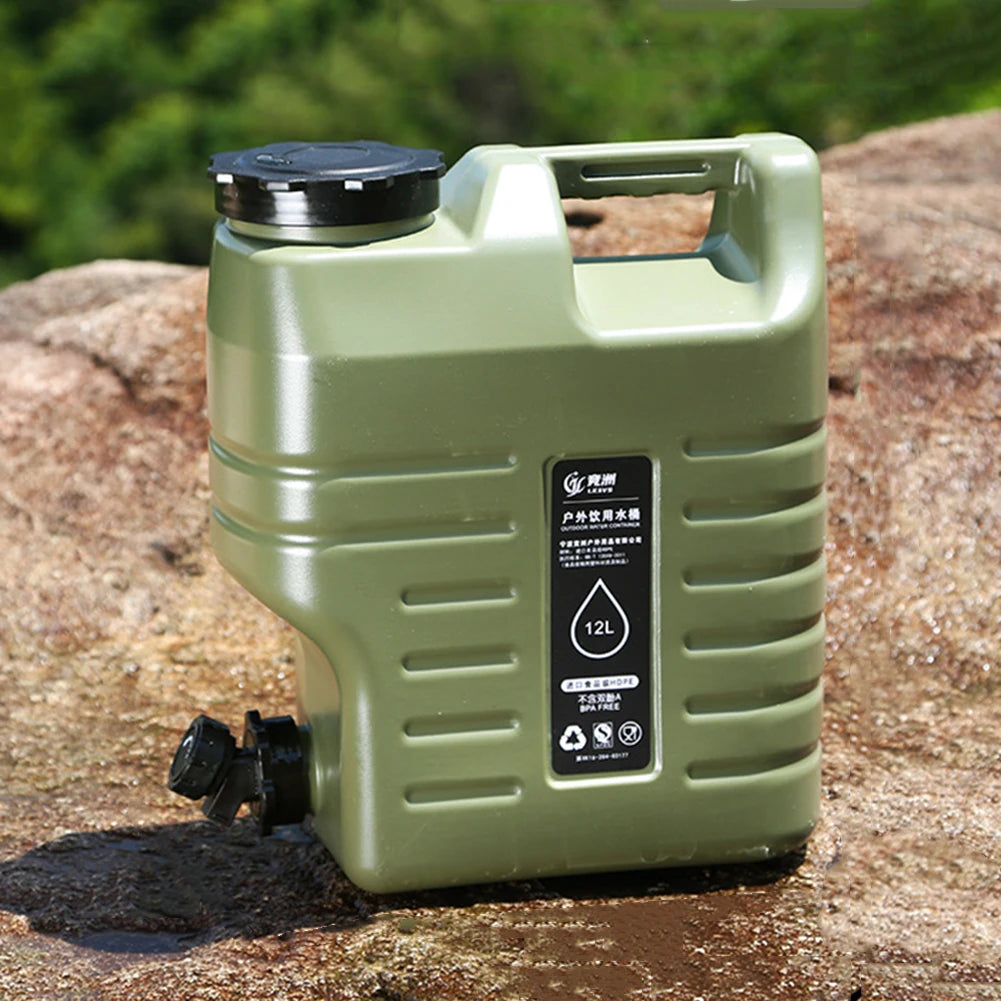 Portable Water Container 12L (3.2 Gallon) - BPA-Free Food-Grade PE Bucket for Camping, Hiking & Emergency Storage