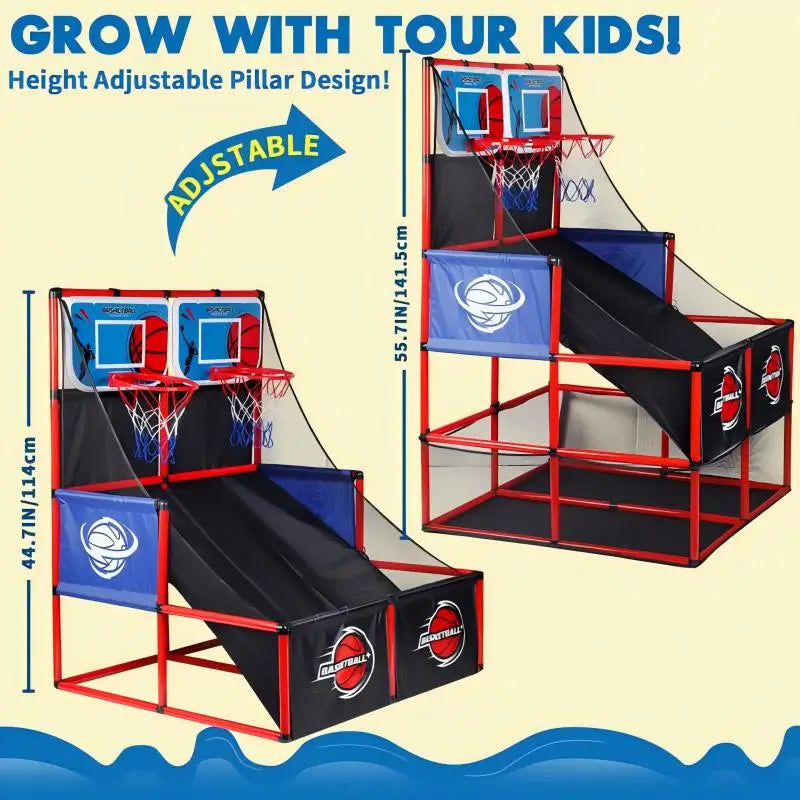 Indoor/Outdoor Arcade Basketball Game Set - Complete with Hoop and Balls for Kids Competition