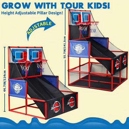 Indoor/Outdoor Arcade Basketball Game Set - Complete with Hoop and Balls for Kids Competition