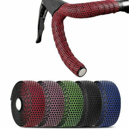 Road Bike Handlebar Tape - Anti-Slip EVA Foam Bar Wrap with Shock Absorption - Faux Leather Cycling Grip Tape with End Plugs (1 Pair)