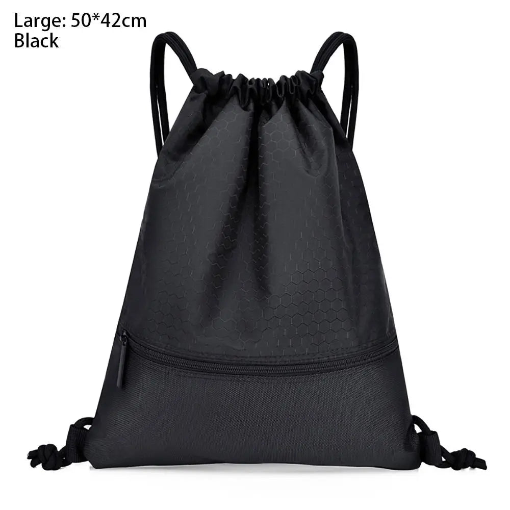 Waterproof Drawstring Sports Backpack with Zipper Pocket - Lightweight Gym Sackpack for Basketball & Training
