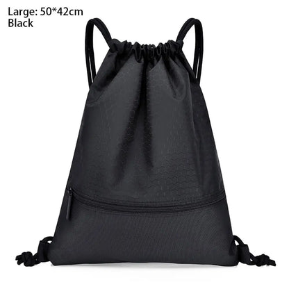 Waterproof Drawstring Sports Backpack with Zipper Pocket - Lightweight Gym Sackpack for Basketball & Training