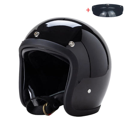 Vintage 500TX Open Face Motorcycle Helmet - Retro 3/4 Jet Style Scooter Helmet (Japanese/Korean Design)