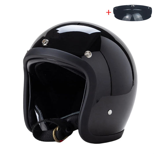 Vintage 500TX Open Face Motorcycle Helmet - Retro 3/4 Jet Style Scooter Helmet (Japanese/Korean Design)