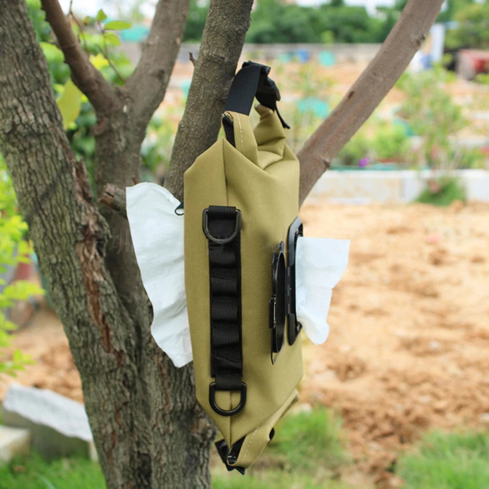 Canvas Wet Wipes Dispenser - Hanging Storage Box for Paper Towels and Wet Tissues - Outdoor Camping Accessories