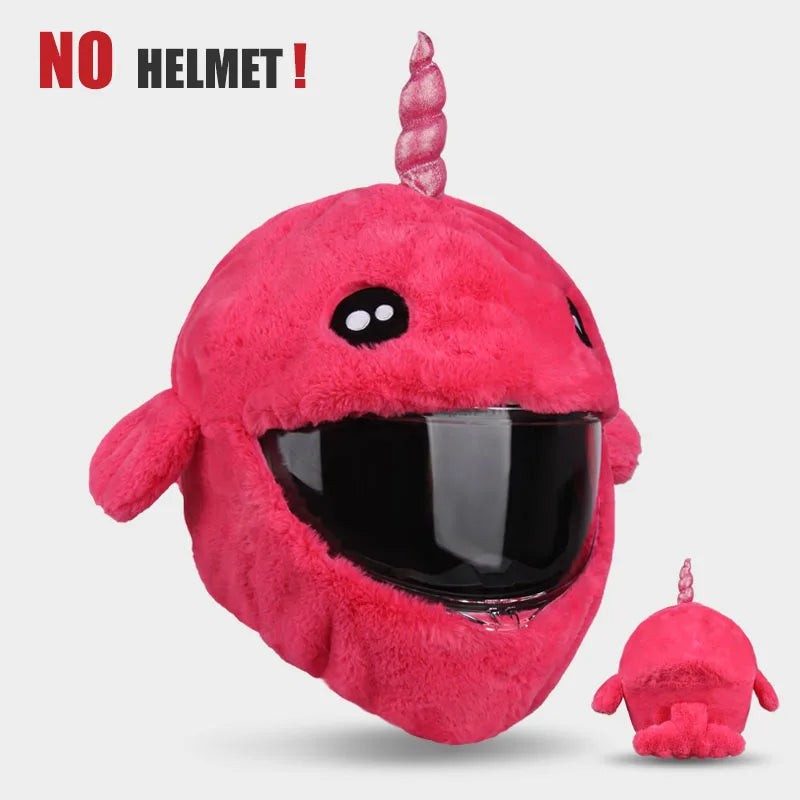 Cartoon Fluffy Plush Helmet Cover - Full-Face Motorcycle Protective Case
