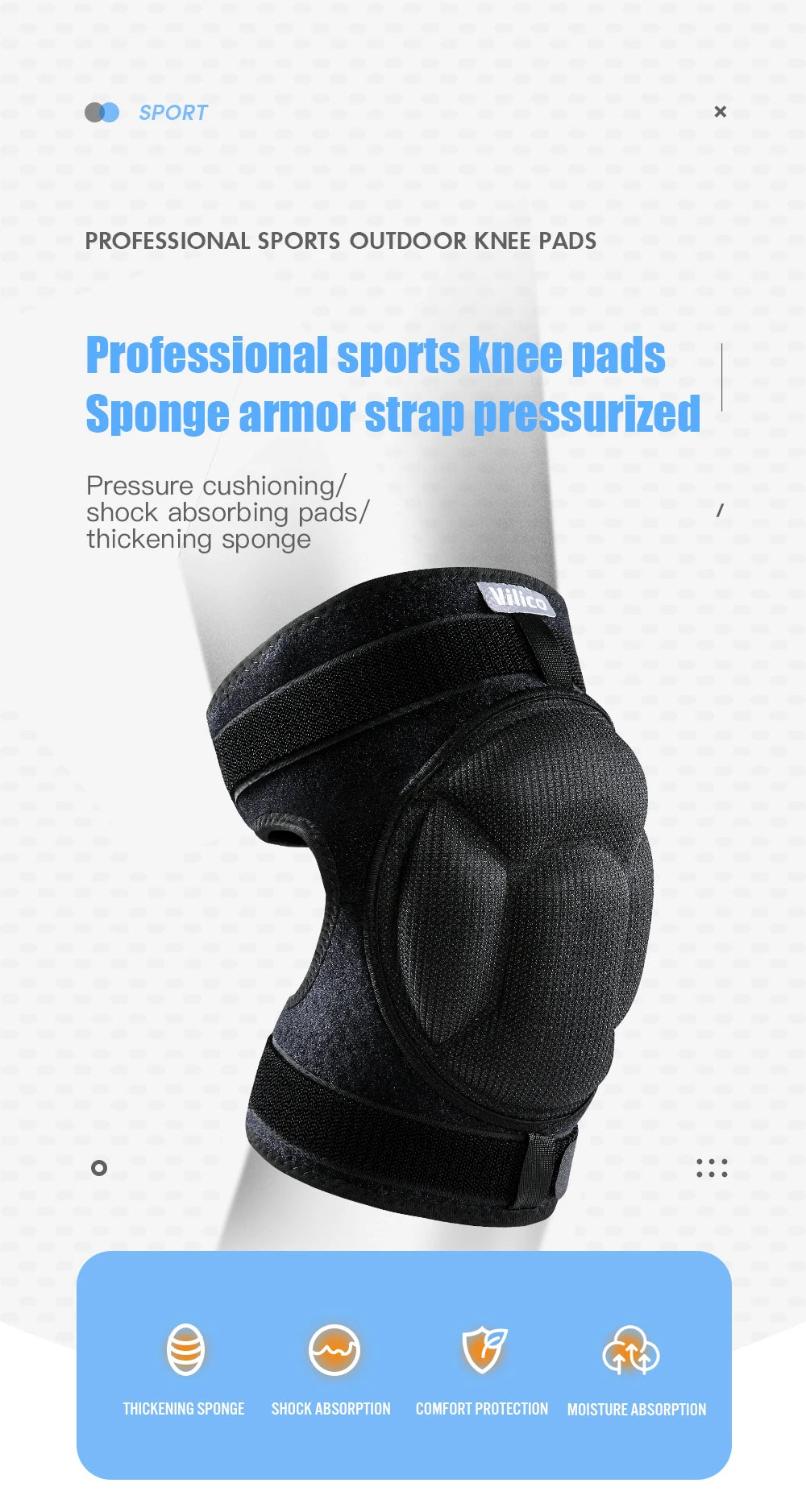 Thickened Anti-Collision Knee Pads - Elastic Pressure Strap Knee Brace for Volleyball, Extreme Sports & Protection