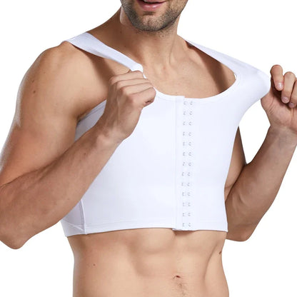 Men's Compression Vest - Nylon-Spandex Slimming Undershirt Tank Top for Chest & Torso Support
