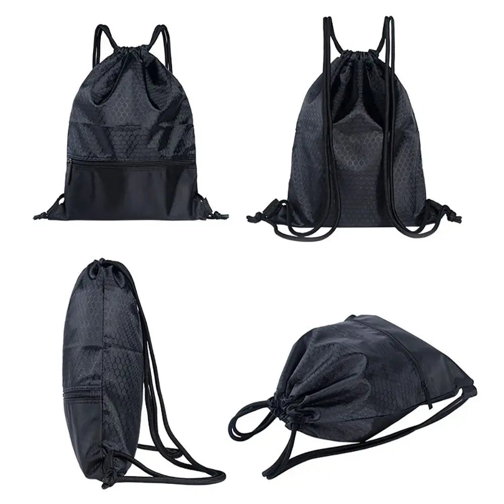 Waterproof Drawstring Sports Backpack with Zipper Pocket - Lightweight Gym Sackpack for Basketball & Training