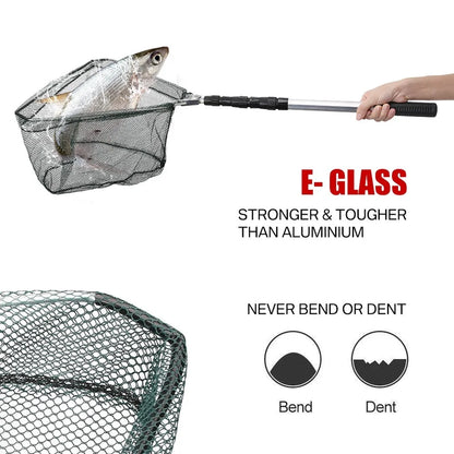 Professional Telescoping Fishing Landing Net - Aluminum Alloy Construction - Extends 55cm to 190cm with Folding Mesh Design