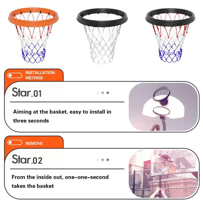 Portable Basketball Net - 45cm/17.72" TPU Professional Hoop Frame - Universal Rimless Basket Accessory