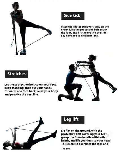 Adjustable Pilates Bar - Portable Home Fitness Rod with Resistance Bands for Yoga, Stretching & Toning Workouts