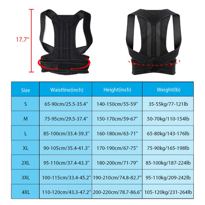 Adjustable Posture Corrector Back Brace - Lumbar Support Belt for Men & Women with Shoulder Support to Improve Scoliosis