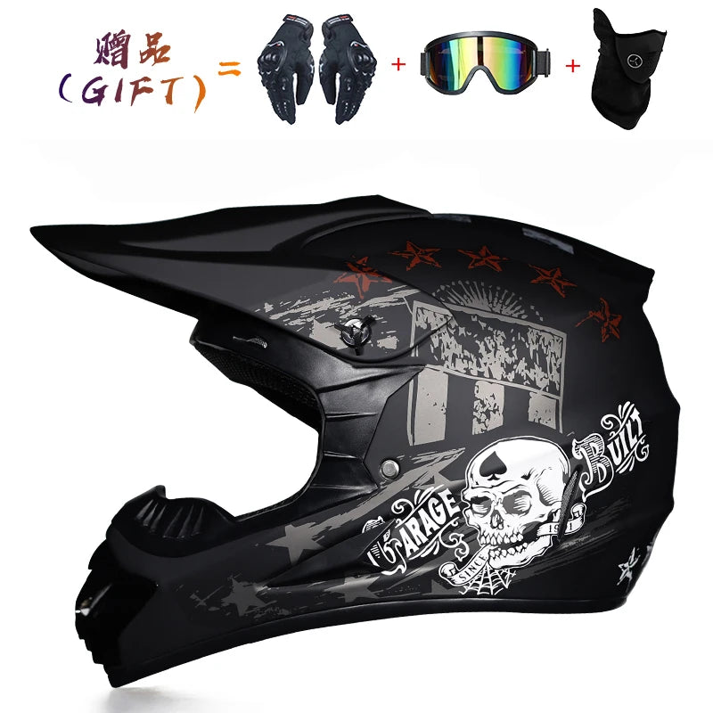 Kids Flip-Up Motorcycle Helmet - Off-Road Motocross ATV Dirt Bike Downhill MTB DH Racing + 3 Free Gifts