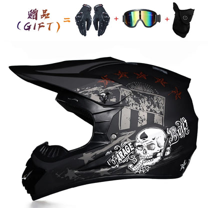 Kids Flip-Up Motorcycle Helmet - Off-Road Motocross ATV Dirt Bike Downhill MTB DH Racing + 3 Free Gifts