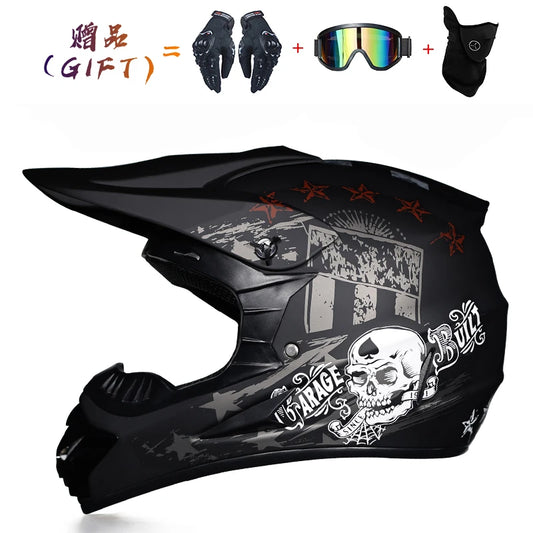 Kids Flip-Up Motorcycle Helmet - Off-Road Motocross ATV Dirt Bike Downhill MTB DH Racing + 3 Free Gifts