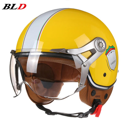 Retro 3/4 Open Face Motorcycle Helmet - Jet Style with Visor for Motorbike & Scooter Riding