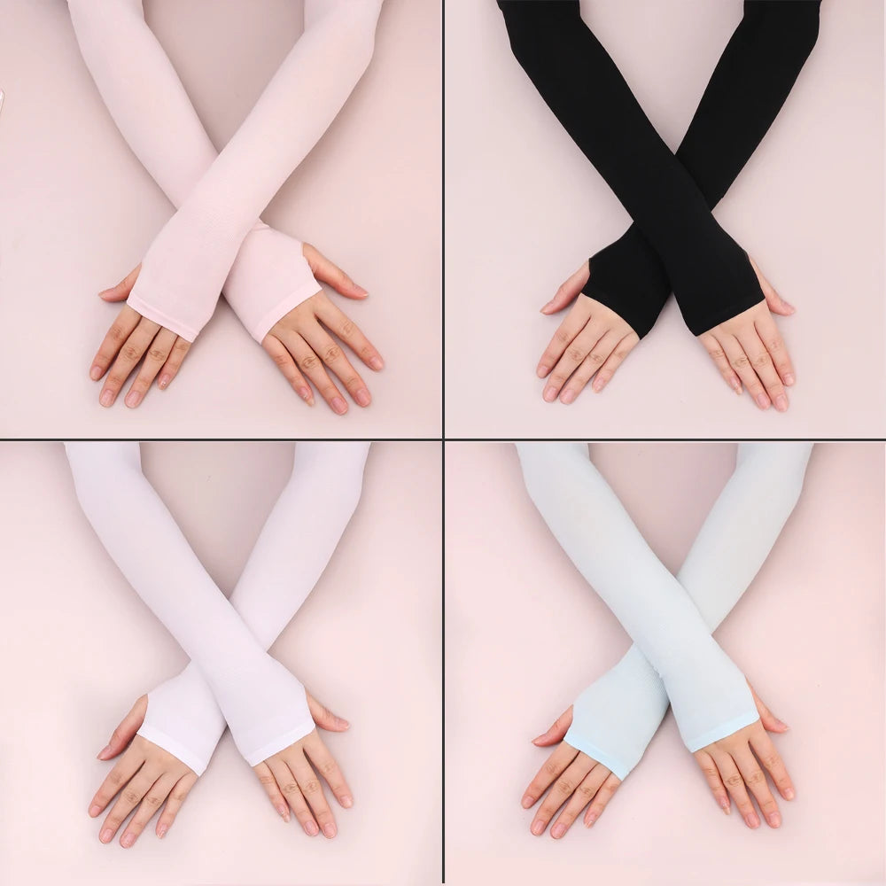 Kids Ice Silk Cooling Arm Sleeves - UV Sun Protection Elastic Sleeves for Boys & Girls Ages 4-12 (Summer Sports & Beach)