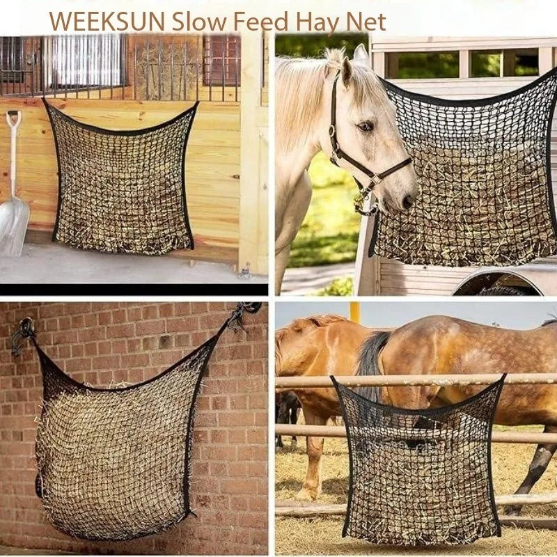 Large Capacity Slow Feed Hay Net - Hanging Feeder Bag for Horses, Goats & Sheep