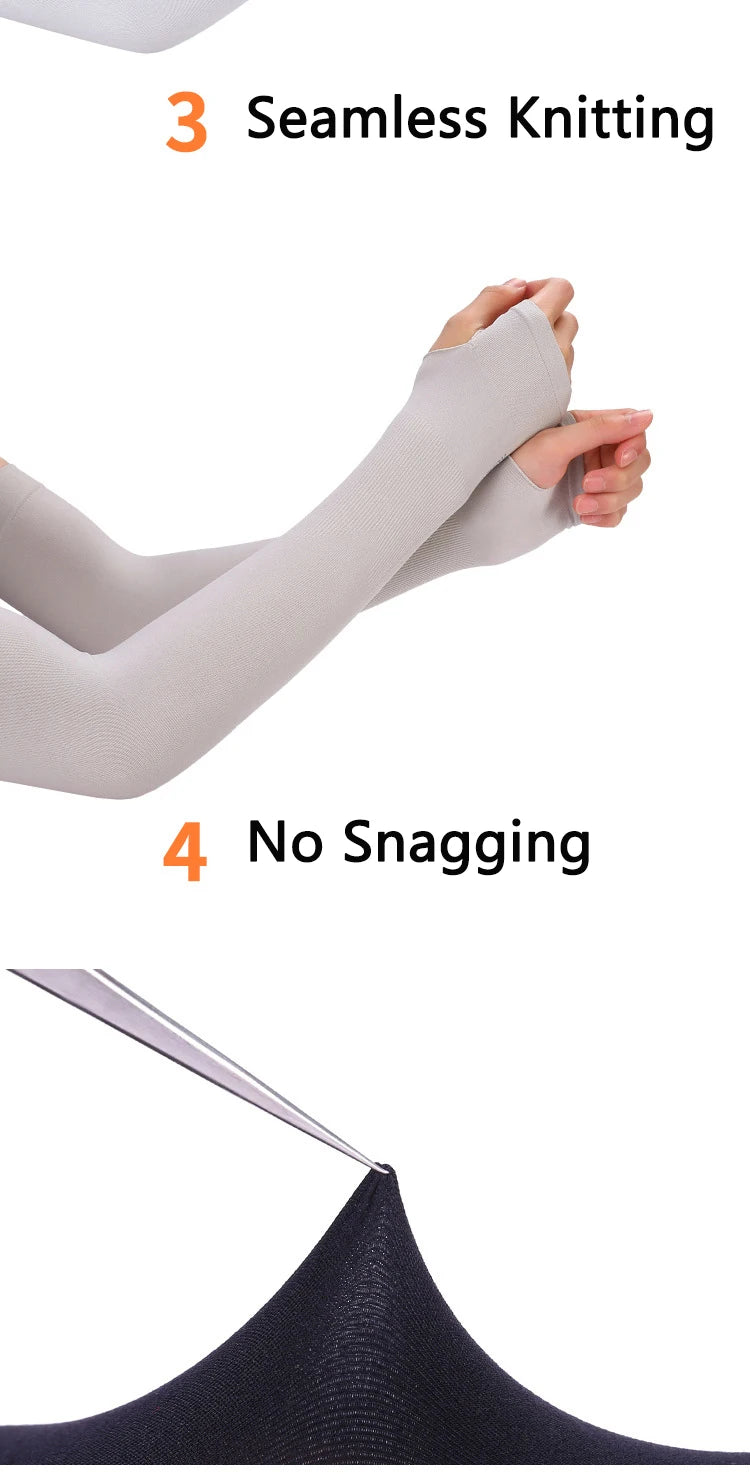 Premium Anti-UV Arm Covers - Unisex Ice Silk Cooling Sleeves with Fingerless Design for Cycling, Driving & Summer Sports