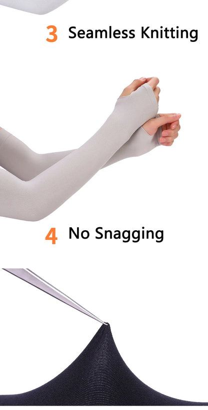 Premium Anti-UV Arm Covers - Unisex Ice Silk Cooling Sleeves with Fingerless Design for Cycling, Driving & Summer Sports