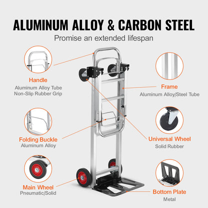 SucceBuy 400 lbs Folding Hand Truck - Lightweight Utility Cart with Wheels for Warehouse, Moving & Luggage Transport