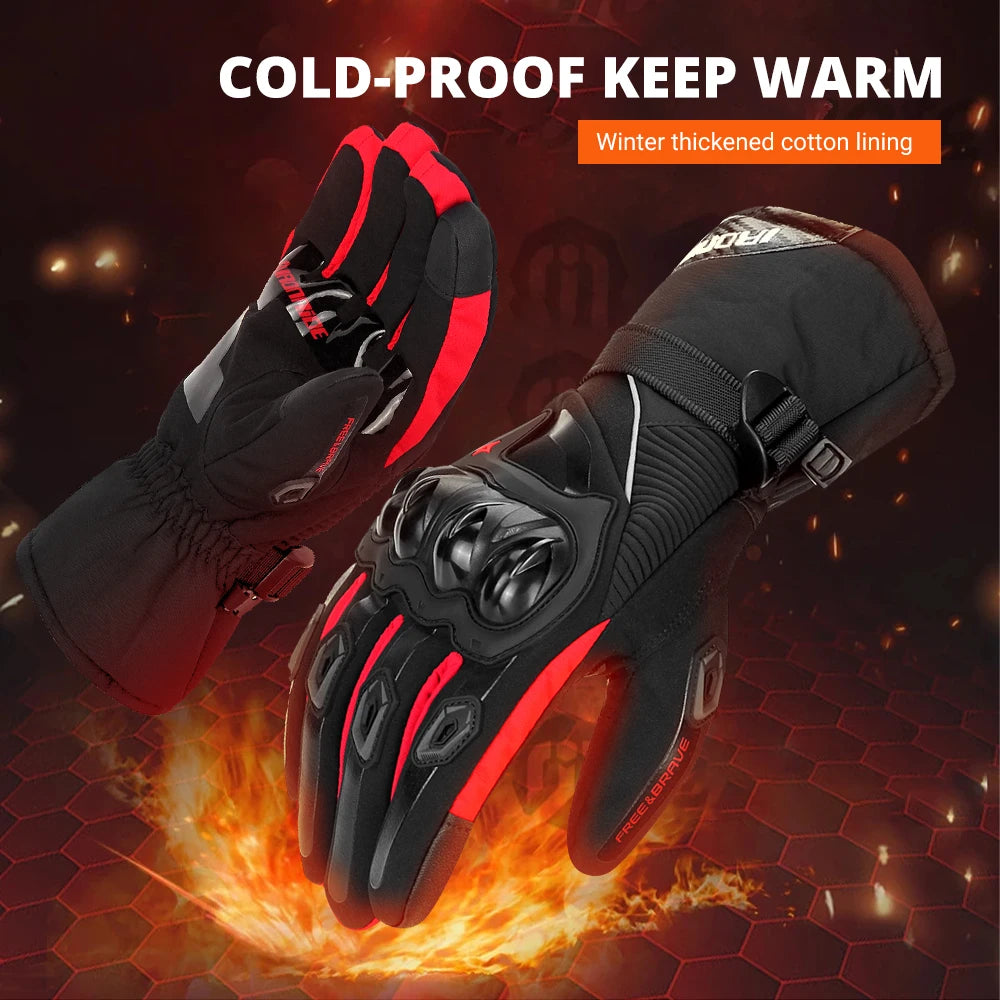 Waterproof Winter Motorcycle Gloves - Full Finger Protection with Touch Screen - Model WN-01