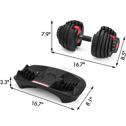 Adjustable Dumbbell Set 24KG - Rubber-Coated Home Gym Equipment with Anti-Slip Handle