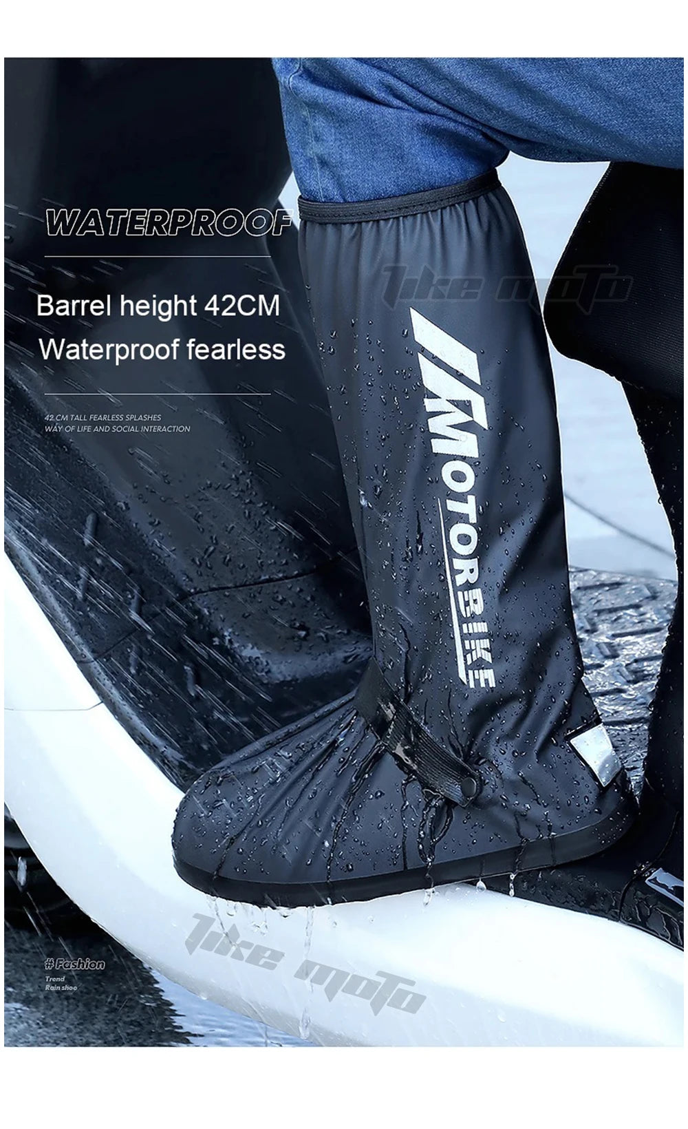 Waterproof Reflective Motorcycle Rain Boot Covers - Non-Slip Reusable Cycling Footwear Protection
