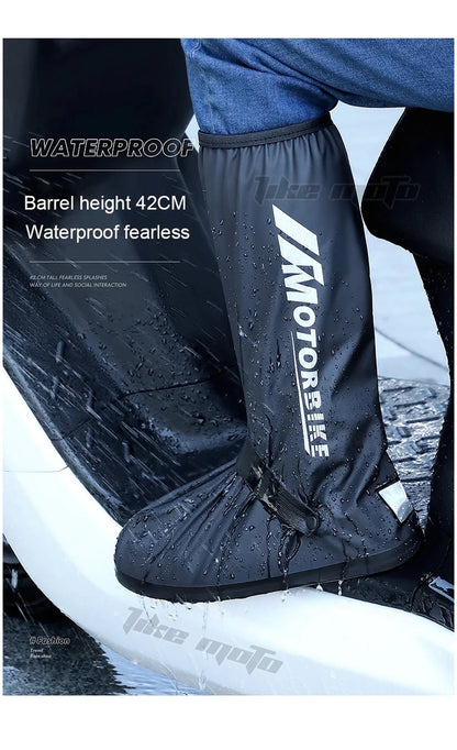 Waterproof Reflective Motorcycle Rain Boot Covers - Non-Slip Reusable Cycling Footwear Protection
