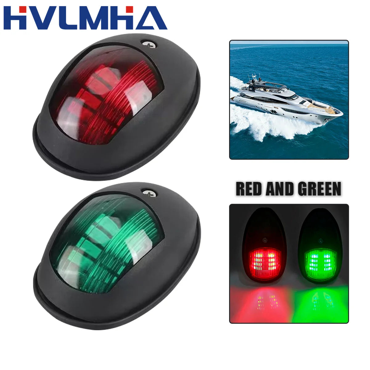 LED Navigation Light 10-30V Waterproof Side Marker - Red/Green Starboard Port Indicator for Marine Boat Yacht Truck Trailer