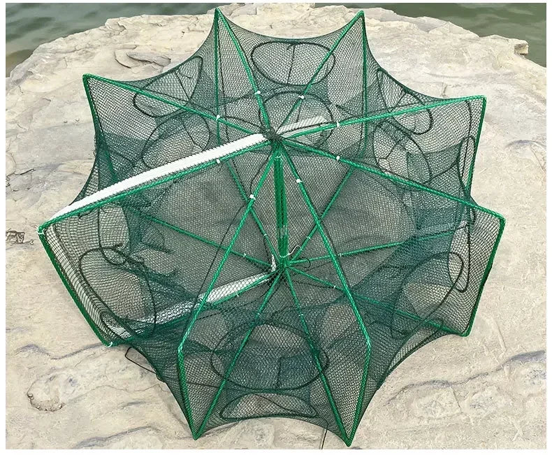 Folding Crayfish Trap - Multi-Purpose Fishing Net for Crab, Shrimp, Smelt & Eels - Casting Tackle Cage