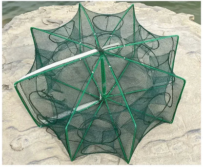 Folding Crayfish Trap - Multi-Purpose Fishing Net for Crab, Shrimp, Smelt & Eels - Casting Tackle Cage