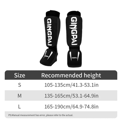 Cotton MMA Shin Guards - Boxing Kickboxing Foot Protection with Instep Ankle Support for TKD Muay Thai Training