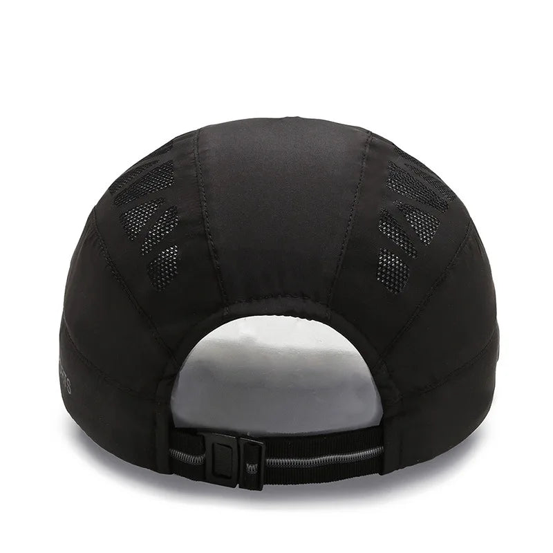 Men's Quick-Dry Mesh Golf Cap - Breathable Flat Visor Sun Hat for Outdoor Sports