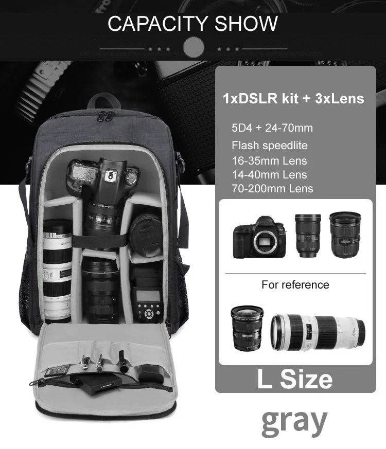 Waterproof Camera Backpack - Oxford Cloth Photography Bag for Outdoor DSLR Use
