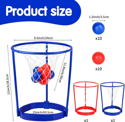 Head Hoop Basketball Headband Game - 2 Pack Set with 20 Balls - Adjustable Carnival Party Game for Kids & Adults