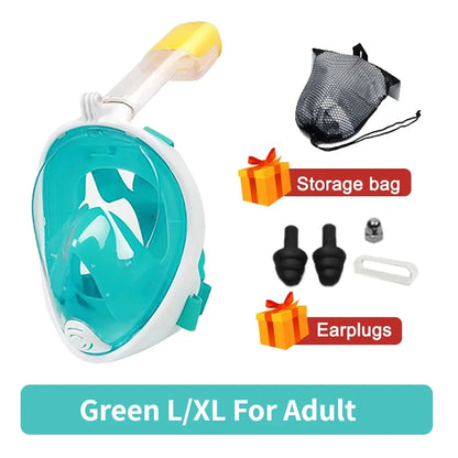 Full Face Snorkeling Mask - Anti-Fog Underwater Diving Goggles for Kids & Adults Swimming Equipment