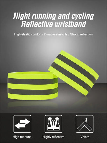 High Visibility Reflective Safety Bands - Wrist Arm Ankle Leg Straps for Night Walking Cycling Running