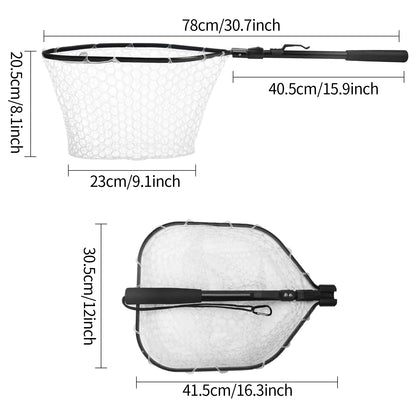 Professional Telescoping Fishing Landing Net - Aluminum Alloy Construction - Extends 55cm to 190cm with Folding Mesh Design
