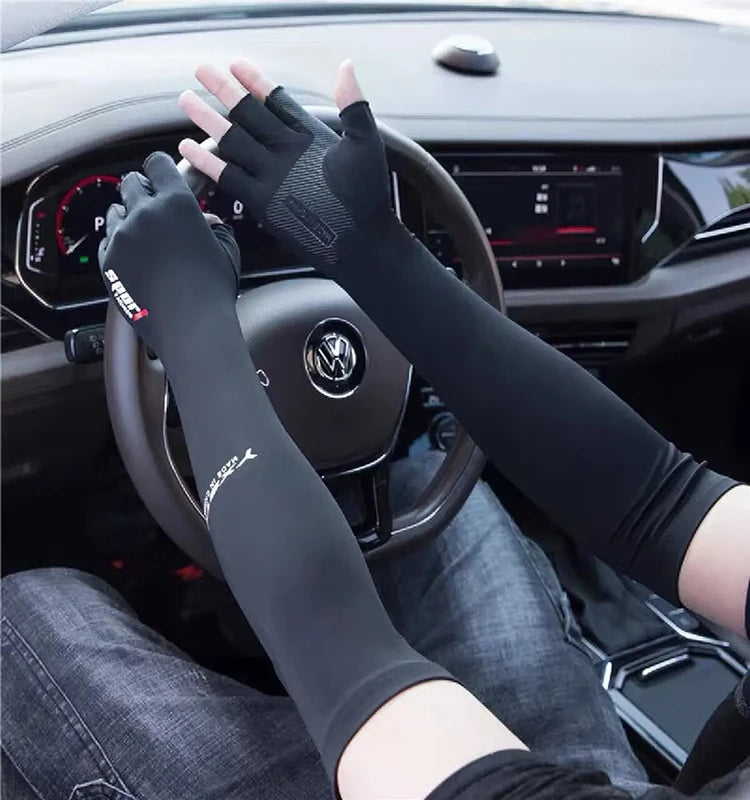 UPF 50+ Sun Protection Arm Sleeves - Cooling Ice Silk Cycling & Sports Arm Covers