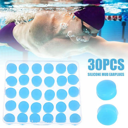 Flexible Silicone Earplugs Set - 30 Pack Reusable Noise Reduction Ear Plugs for Sleep, Swimming, Study & Travel