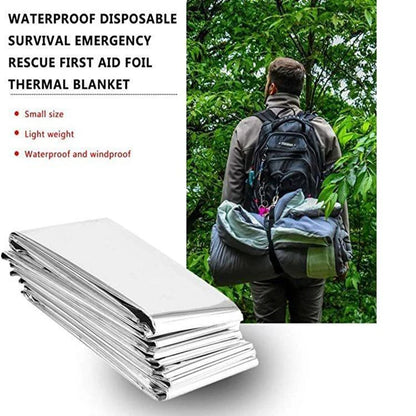 Mylar Emergency Thermal Blanket - Space Foil Heat Retention for Outdoor Survival, First Aid, Camping & Mountaineering