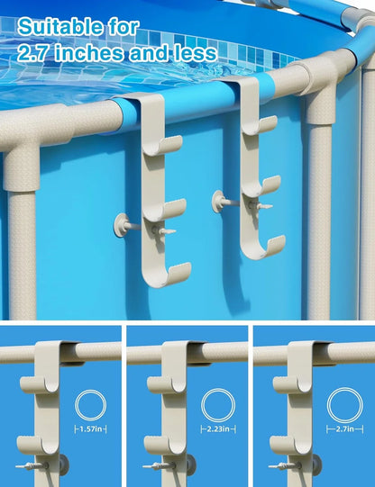 Adjustable Pool Pole Hooks - 2/3-Hook Swimming Pool Equipment Hanger for Telescopic Skimmer Poles and Pool Accessories