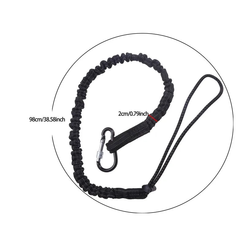 Anti-Fall Safety Lanyard with Carabiner Hook - Bungee Tether Tool Rope for Climbing, Aerial Work & Working at Heights Accessories
