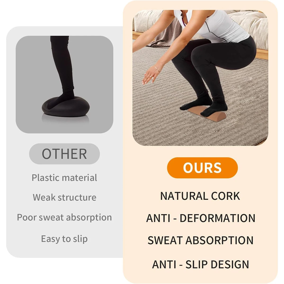 Premium Cork Balance Board - Foot Strengthener and Ankle Stability Trainer for Yoga and Rehabilitation