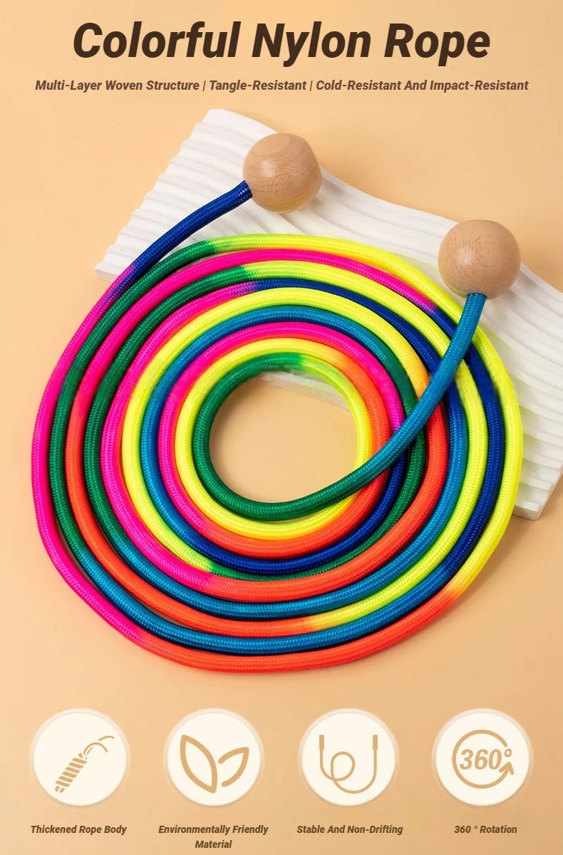 Rainbow Group Jump Rope 5M - Long Speed Skipping Rope with Anti-Slip Handles for Students, School & Outdoor Sports