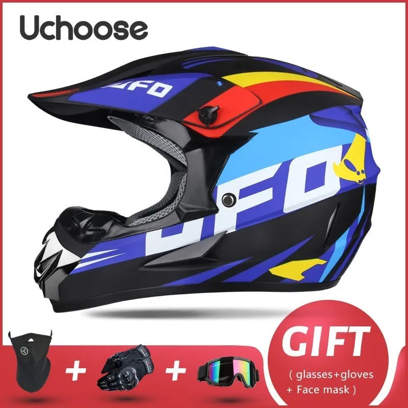 DOT Certified Professional Off-Road Motorcycle Helmet - Adults & Children - Downhill Racing Motor Helmet with Free Gift