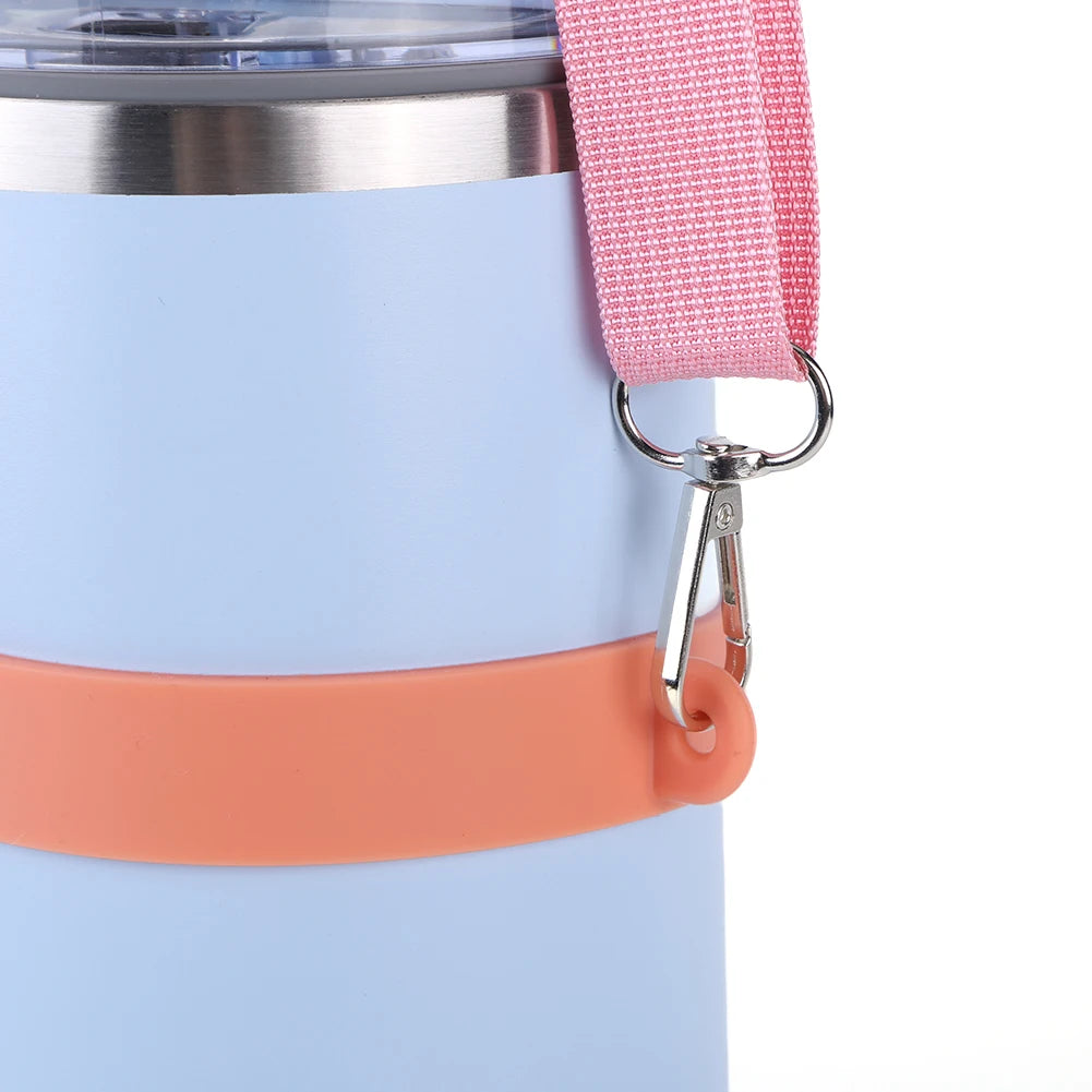 Silicone Water Bottle Handle with Adjustable Shoulder Strap - Hands-Free Carrier for 30oz/40oz Tumblers - Universal Fit Bottle Holder