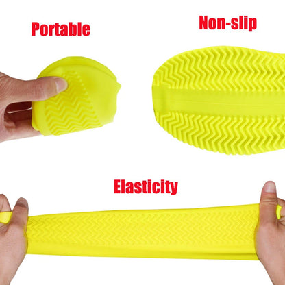 Waterproof Silicone Shoe Covers - 2 Pack Non-Slip High Elastic Wear-Resistant Unisex Rain Boot Covers for Outdoor Rainy Days Reusable